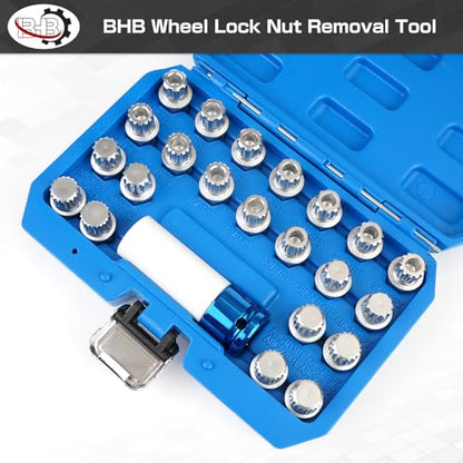 BHB 23Set Anti-Theft Wheel Lock Nut Removal Tool Compatible with VW & Audi & Skoda Including 1/2" Square Drive Adapter