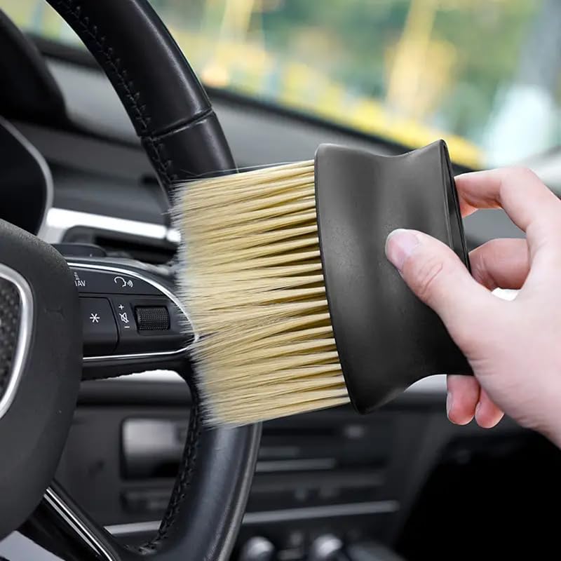 Soft Car Brush 2-in-1 Car Detailing Brush Set-Soft & Stiff Bristles -ABS Resin -for Dashboard, Air Vents, Button Detailing Auto Interior Cleaning Tools