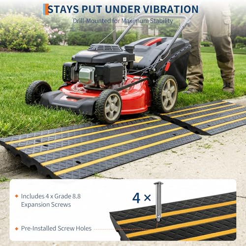 4 FT Car Vehicle Curbside Driveway Ramp 3-Pack Rubber Curb Driveway Ramps | Heavy Duty 33,000 lbs Capacity Low Profile Slope Ramps, 2.6" Rise Anti-Slip for Vehicles RVs Truck Wheelchair Motorcycles - size: 48.8-inch-Long,3-Pack