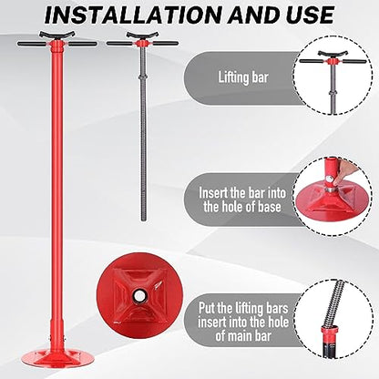 Underhoist Support Stand 1500lbs 0.75 Ton Capacity Pole Jack Heavy Duty Jack Stand Car Support Jack Lifting from 52inch to 75inch Easy Adjustment Round Base Automotive Support