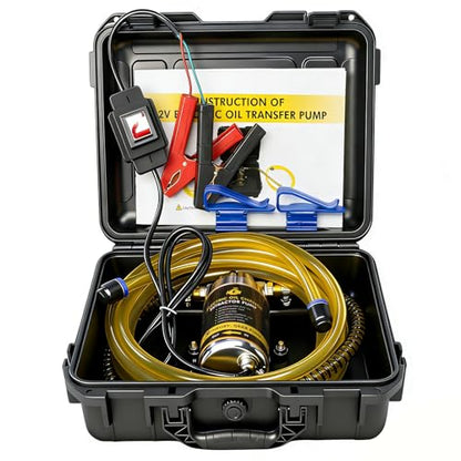 12V 100W Oil Transfer Pump Set, Fast 1-4L/min Flow for Gear, Transmission, Lubricating Oil Changes, Mess-Free Fluid Transfer Pump, Electric Transfer Pump for Cars, Trucks, Boats, Lawnmowers - color: SET 02