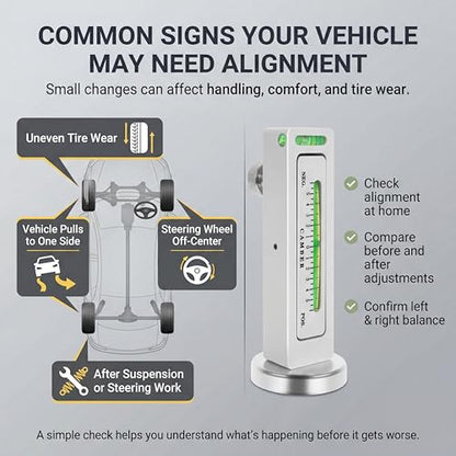 2 Pack Adjustable Magnetic Gauge Tool, Wheel Camber, Caster Pillar and Wheel Alignment Tools for Automotive Truck RV Tire Repair - color: White