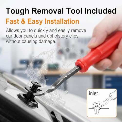 100 PCS Bumper Push Fasteners Rivet Clips, 6 Sizes Body Door Panel Retainer Clips, Expansion Screws Boxed with Removal Pliers, for Most Cars Repair Accessories (White)