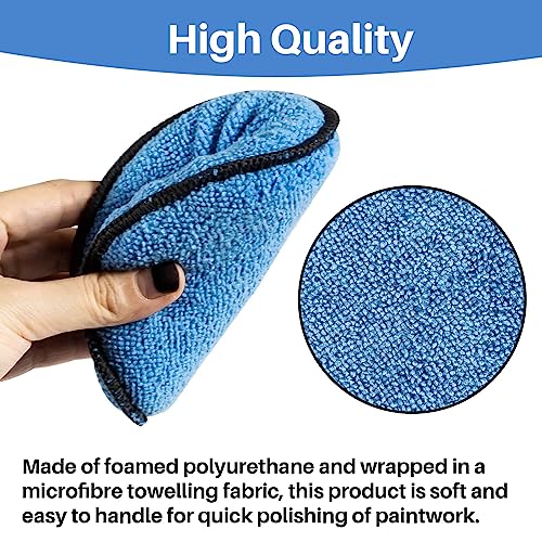 Sukh 12 Pack Microfiber Applicator Pads - 4.72 Inch Car Wax Applicator Pads | Round Blue Foam Sponges for Car Waxing, Buffing and Fine Polishing, Ultra Soft High Density Auto Detailing Supplies Set - color: Blue