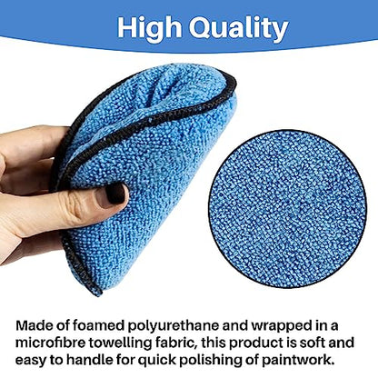 Sukh 12 Pack Microfiber Applicator Pads - 4.72 Inch Car Wax Applicator Pads | Round Blue Foam Sponges for Car Waxing, Buffing and Fine Polishing, Ultra Soft High Density Auto Detailing Supplies Set - color: Blue