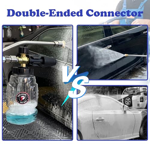 Tool Daily Pressure Washer Foam Cannon with Dual Connector Accessory, Double Tip Attachment for Soap Cannon, 5 Power Washer Nozzle Tips, 1/4” Quick Connect - size: 1 L
