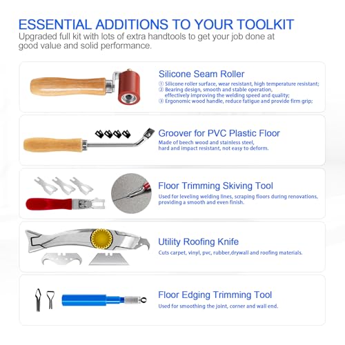 Hot Air Plastic Welder 1600W, Complete Accessories & Nozzles for Plastic Welding Roofing Kit 110V, Vinyl PVC TPO Roof Handheld Hot Air Heat Gun Plastic Welding Torch - size: Complete Accessories Ver. (In Carrying Case)