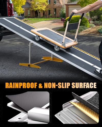 VNN Portable Wheelchair Ramp 12FT, Seamless Non-Slip Aluminum Material Handling Ramps for Wheelchairs for Home, Wheelchair Ramps for Home Steps, Aluminum Loading Dock Plates - size: 12FT (Usable height 12-36 inch)
