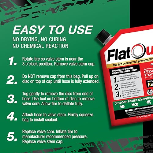 FlatOut Tire Sealant Outdoor Power Equipment Formula - Prevent Flat Tires, Seal Leaks, Contains Kevlar, 32-Ounce Bottle, 1-Pack… - size: 1-Pack (32 oz)
