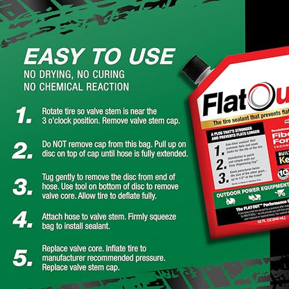 FlatOut Tire Sealant Outdoor Power Equipment Formula - Prevent Flat Tires, Seal Leaks, Contains Kevlar, 32-Ounce Bottle, 1-Pack… - size: 1-Pack (32 oz)