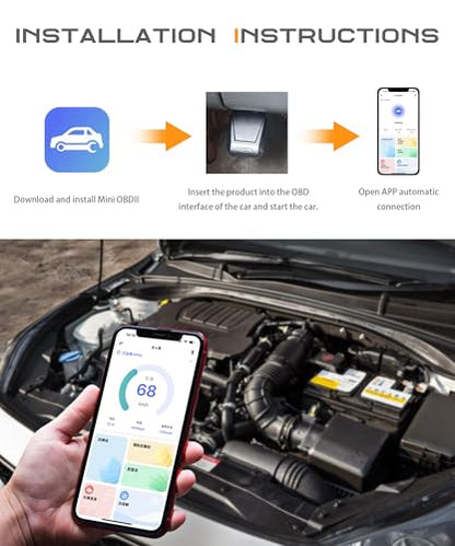 SCUARI Fixed Car Diagnostic Scanner,OBD2 Scanner Bluetooth,Car Accessories,Clear/Reset Vehicle Engine Error Code Reader Diagnostic Tool,Auto Diagnostic Scan Tool,Suitable for iPhone iOS Android