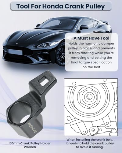 ATPEAM Crank Arm Removal Tool Crank Arm Tool for 1/2" Drive for Honda and Acura Engines (50mm Crankshaft Pulley Wrench) - size: 50mm Crankshaft Pulley Wrench