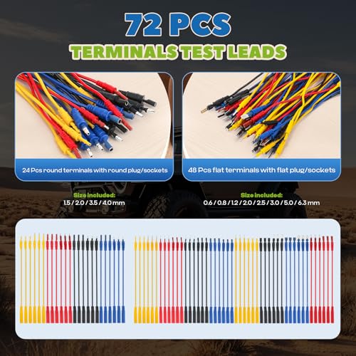 110-PCS Automotive Multimeter Test Leads Kit with Alligator Clips, Banana Plugs & Probes – Professional Circuit Diagnostic Tool for Cars, Trucks, RV (110-PCS)