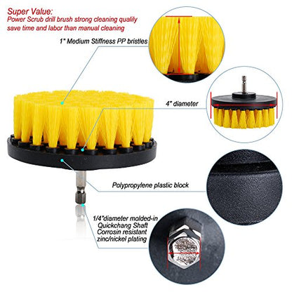 HIFROM 2 PCS, Soft and Medium Drill Brush Power Scrubbing Brush Drill Attachment for Cleaning Showers, Tubs, Bathrooms, Tile, Grout, Carpet, Tires, Boats,Upholstery - color: White+orange