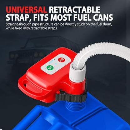 Rechargeable Fuel Transfer Pump with Auto-Stop, 3.4 GPM Leak Protection | Automatic Gas Can Pump with 71" Extra Long Hose, Portable Gas Transfer Pump for Oil, Diesel, Gasoline (Lithium Battery Power)