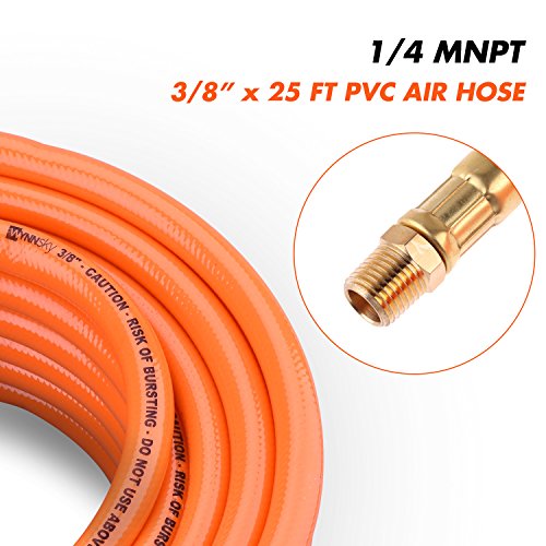 3/8" X 25ft PVC Air Compressor Hose Kit With 17 Piece Air Tool and Air Compressor Accessories Kit