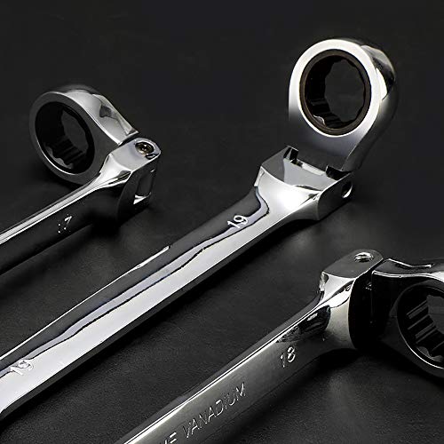 FLZOSPER 24-Piece Flex-Head Ratcheting Wrench Set, Metric & SAE Chrome Vanadium Steel Hand Combination Wrench Spanner with Portable Carrying Bag