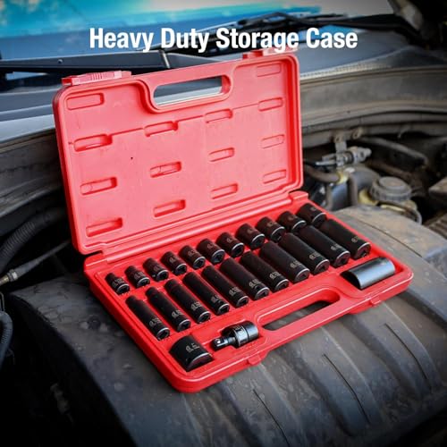 SUNEX TOOLS 3325 3/8-Inch Drive SAE Master Impact Socket Set., Standard/Deep, 6-Point, Cr-Mo, 5/16-Inch - 1-Inch, 25-Piece