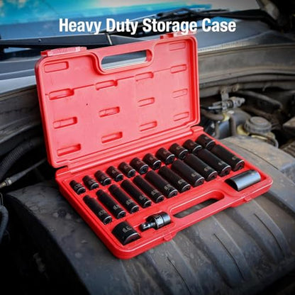 SUNEX TOOLS 3325 3/8-Inch Drive SAE Master Impact Socket Set., Standard/Deep, 6-Point, Cr-Mo, 5/16-Inch - 1-Inch, 25-Piece