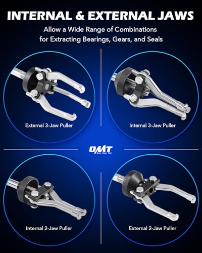 Orion Motor Tech 9-Way Slide Hammer Puller Set, Front Wheel Hub Bearing Remover & Rear Wheel Axle Hub Dent Shaft Puller Tool Kit - color: blue case