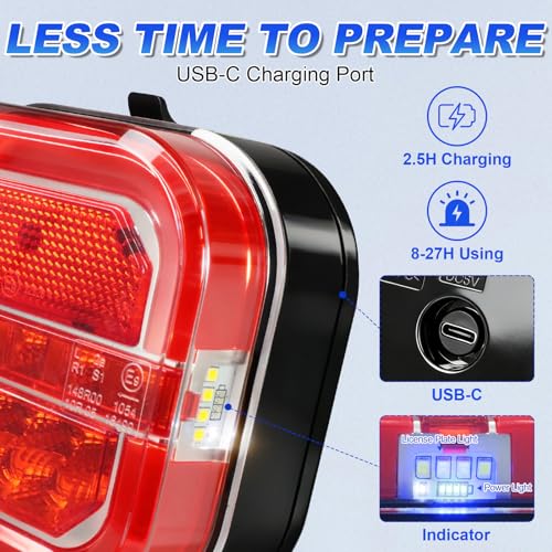 Agrieyes Halo Wireless Trailer Lights, 2 Mounting Options Magnetic Trailer Light for Towing, Portable LED Tow Lights Kit for Trucks, Boat, RV - color: Bright Red