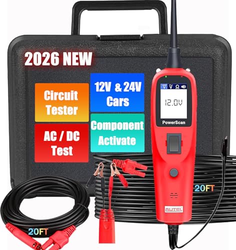 Autel PowerScan PS100 Power Circuit Probe Scan Tool Automotive Circuit Tester, Read AC DC Resistance 12-24V Electrical Short/Open Circuit Finder, Relay Tester with 20ft Extension Cable