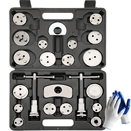 24PCS Disc Brake Caliper Tool Kit | Heavy Duty Brake Caliper Compression Tool for Brake Pad Replacement Reset, Fits Most American European Japanese Autos (Black) - color: Black