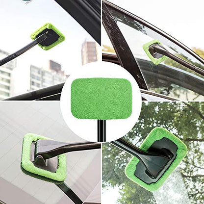 Microfiber Cleaning Cloth for Windshield Cleaning Tool, Windshield Cleanner Wand Replaceable Glass Cleaning Bonnets, Interior Auto Window Cleaner Washing Pads, Fit 5”, Green, 5 Pack - color: Microfiber(green)