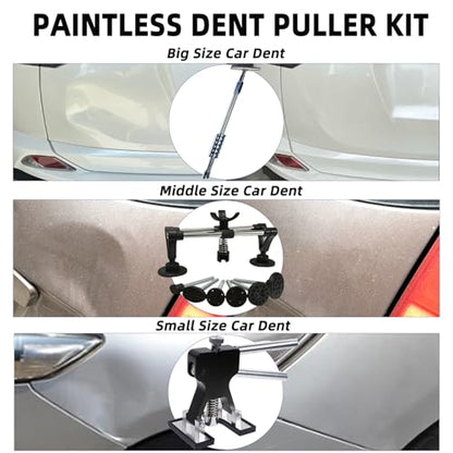 Car Dent Puller Kits,101 pcs Paintless Dent Removal Tools,Auto Body Dent Repair Tool Kit,with M16 Slide Puller,Bridge Puller,Dent Lifter,Rubber Hammer,Glue Gun,Knock Down Pen and More.
