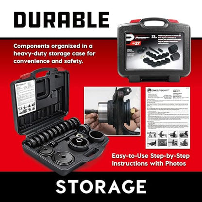 Powerbuilt Front Wheel Drive Bearing Removal and Installation Tool Set, Domestic and Import, 23 Piece Kit with Adapters - 648741 - style: 23 Piece