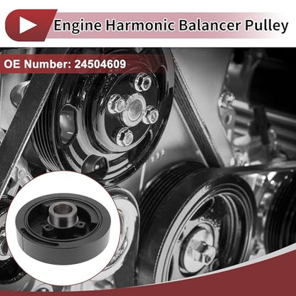 1 Pc Engine Harmonic Balancer Crankshaft Pulley for Pontiac Montana 1999-2005 Harmonic Balancer Pulley Crank Pulley 6 Groove No.24504609 Black Aluminum Alloy