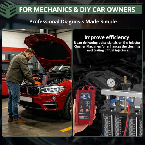 EYPINS 2 in 1 Automotive Fuel Injector Tester Cleaner Kit & Battery Check | Universal for EFI /GDI Injector Cleaning,Clogging Test,8 Pulse Modes,Dual Channel,Battery Alternator Diagnostic Tool