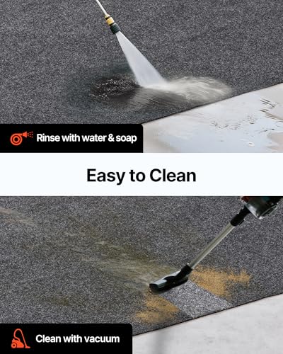VEVOR Garage Floor Mat, 7.6'x19' Oil Spill Mat Waterproof Protection from Water Snow Rain Mud Absorbent Oil Pad for Cars, Non-Slip Containment Mat with TPE Anti-Leak Backing, Easy Clean, Cuttable - size: 7.6' x 19'