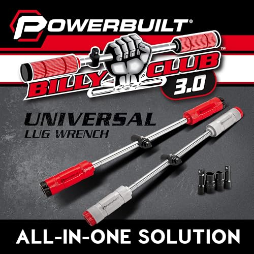 Powerbuilt Billy Club Universal Lug Wrench with Socket Storage, SAE and Metric, Remove Lug Nuts Tire Wheels - Gen-3 643045ECE - style: Gen3 Red