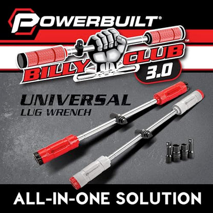 Powerbuilt Billy Club Universal Lug Wrench with Socket Storage, SAE and Metric, Remove Lug Nuts Tire Wheels - Gen-3 643046ECE - style: Gen3 White