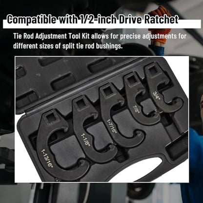 5 Piece Tie Rod Adjusting Tool Set, Tie Rod and Pitman Arm Adjusting Tool Kit Suitable for The vast Majority of Passenger Cars and Light Trucks