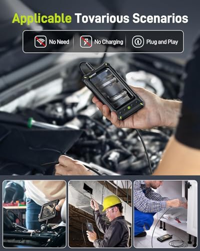 Anykit Endoscope Camera with Light, 1080P Industrial Endoscope Camera | 4.3 Inch HD Screen, 0.3 Slim Probe, in 16.5 FT Semi-Rigid Probe, IP67 Waterproof for Engine Pipe Wall Inspection