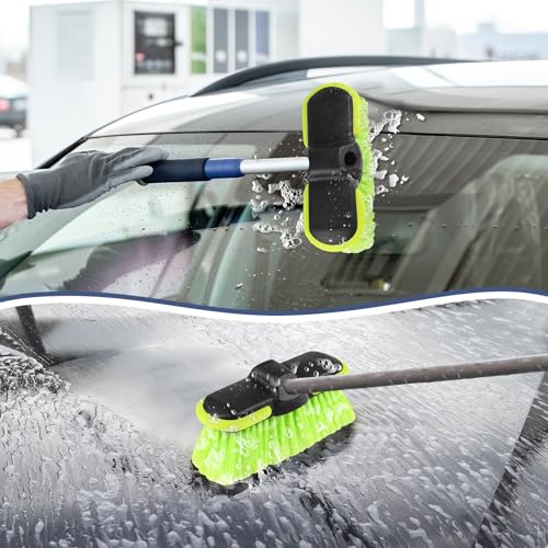 Car Wash Brush Head with Soft Bristle 8 ", 4 Pack Scrub Brush Attachment for Extension Pole, Outdoor Cleaning Tool for Window, Wall, Floor, Deck, Patio - size: 4 Pack