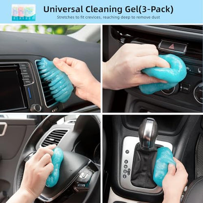 TICARVE 9Pcs Car Detailing Kit for Dash, Air Vents, Keyboard & Electronics | Car Interior Cleaning Kit, Dust Removal Cleaning Kit, Auto Deep Cleaning Detailing Tools, Hard-to-Reach Cleaning Kit