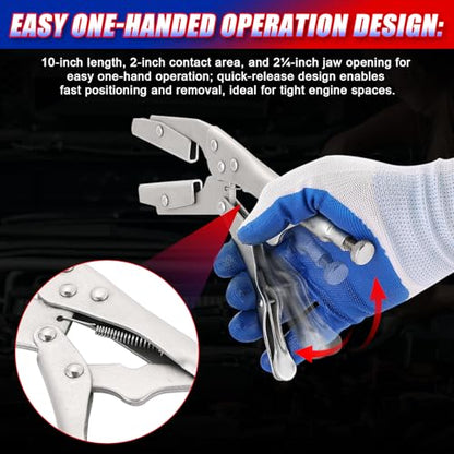 NYXOVA Radiator Hose Clamp Set, 4 Pack 10" Self-Locking Pinch Off Pliers, Pipe Sealing Lock Tool for Automobile Radiator Pipes, Fuel Hoses, Water & Vacuum Lines, Hose Clamp