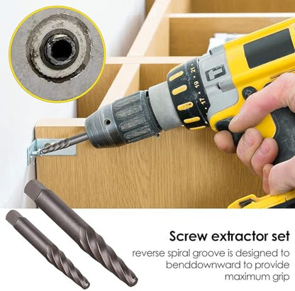 XEWEA 26PCS Screw & Bolt Socket Extractor with Left Drill Bit Set【with Hex Adapter】, Impact Easy Out Tools Stripped Screw Remover EZ Out Set for Damaged, Frozen, Rusted, Bolts, Nuts, Screws, Studs - size: 26PCS