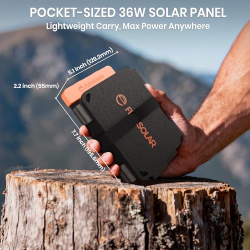 FlexSolar 36W Ultra-Portable Solar Panel Charger with Quick Charge, USB-A & USB-C & DC Ports, Ultra-Lightweight for Outdoor Emergency Power, Backpacking, Hiking, and Camping - size: E-36W
