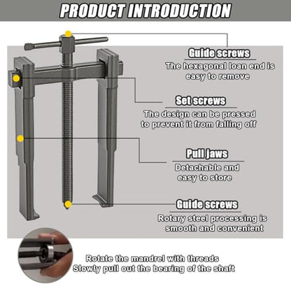 2 Jaw Gear Puller - 8" Carbon Steel Two Jaws Bearing Puller/Remover Tool, Adjustable Car Internal External Removal Tool for Pump Pulleys Flywheels Gears Bearings
