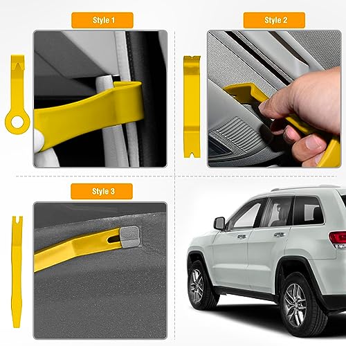 GOOACC 8PCS Auto Trim Scratch Removal Tool | Car Audio Dash Panel Window Molding Fastener Remover Tool Kit-Yellow - color: Yellow, size: 8PCS Trim Removal