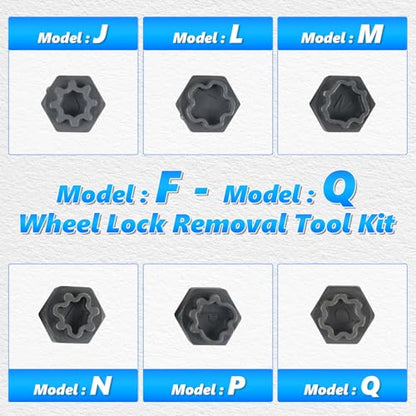BELEY 22PCS Wheel Locking Nut Key Kit Compatible with Audi Series | A-X Automotive Spline Wheel Anti-Theft Screws Remover & Socket Keys Kit - style: 22pcs for Audi