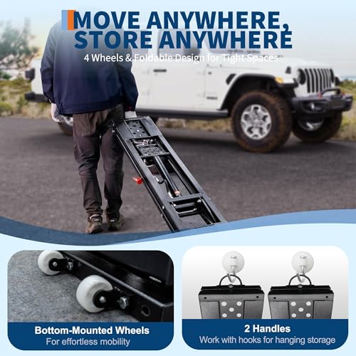 5000LBS Portable Car Lift for Trucks SUV Sedan, Heavy Duty Scissor Lift Jack with Safety Lock, Adjustable Height 10.24"-26.8", Hydraulic Vehicle Lifting System with Extension Plates - size: 5000 LBS-Black