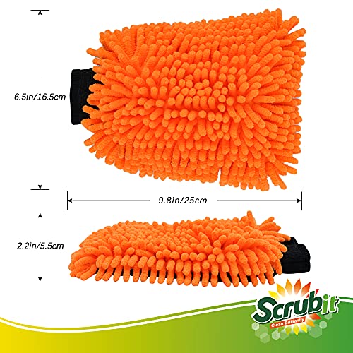 SCRUBIT 2 Pack Car Wash Mitt – Scratch-Free Car Sponges for Washing, Dual Sided Wash Mitts for Car Washing - Premium Car Washing Sponge for Cars, Trucks, and Boats