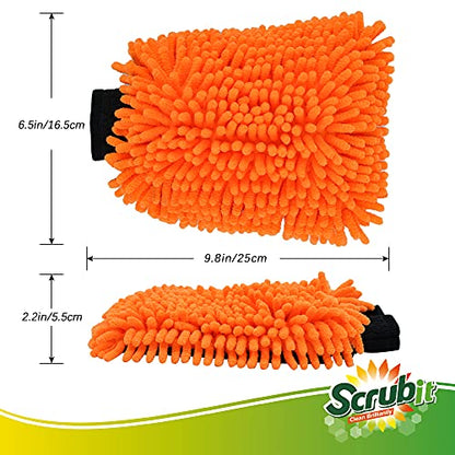 SCRUBIT 2 Pack Car Wash Mitt – Scratch-Free Car Sponges for Washing, Dual Sided Wash Mitts for Car Washing - Premium Car Washing Sponge for Cars, Trucks, and Boats