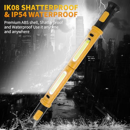 Mechanic Work Light Bar, 2400LM LED Rechargeable Under Hood Work Light with 5200mAh, Magnetic Base & Concealed Hook for Car Repair/Garage/Workshop/Home Emergency-Yellow
