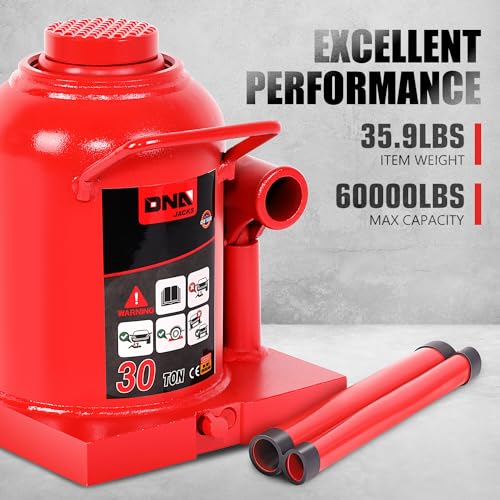 DNA Motoring 30 tons / 60000 lbs Lifting Automotive Welded Hydraulic Bottle Jack for Repair Vehicle, Pickup, Truck, w/Manual Handle, Red,TOOLS-00364 - color: red, style: 30ton